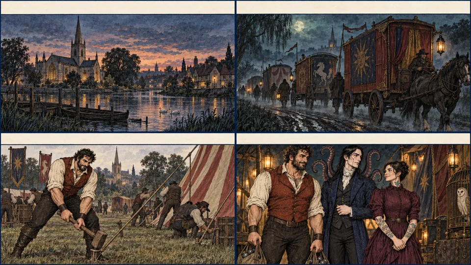 The Carnival arrives at Stratford; original comic artwork